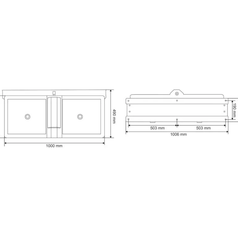 Abreuvoir Polybac 72 M double avec rebord intérieur et support de fixation