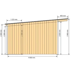 Abri de prairie simple pente SP 4x4 m