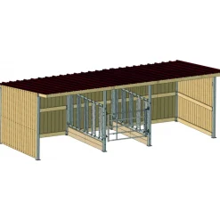 ABRI 8X3 M TOITURE SIMPLE PENTE AVEC AIRE D'ALIMENTATION CENTRALE 2X3M