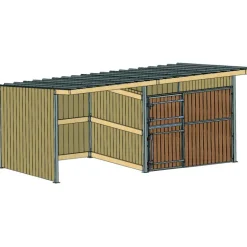 ENSEMBLE 6X3 M TOITURE SIMPLE PENTE DONT 1 ABRI ET 1 BOX