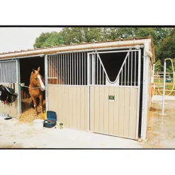 Façade de box barreaudée/bois - Larg. 3 m (sans porte)