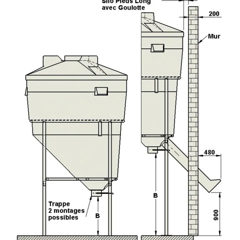 Silo à aliments grande contenance 5,70 m³